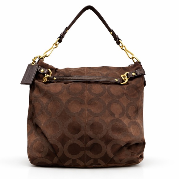 Coach Handbags - Coach Signature C Brown Canvas Leather Trim Shoulder Bag EUC